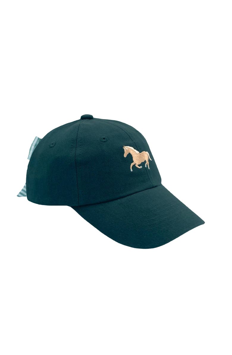Bits & Bows Horse Twill Bow Baseball Hat, Main, color, Hunter Green