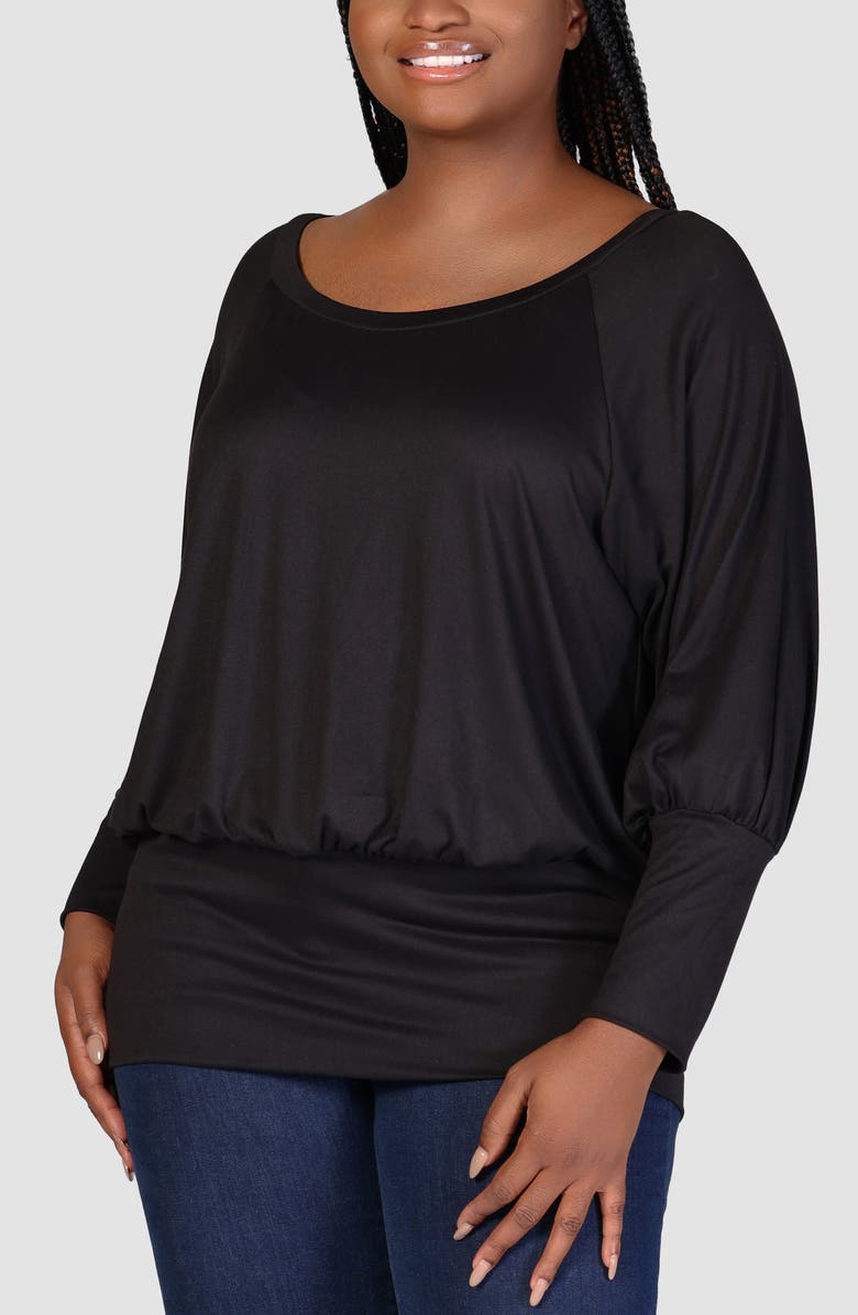 24seven Comfort Apparel Long Sleeve Jersey Top, Alternate, color, Black