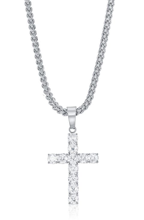 Men's Cubic Zirconia Cross Pendant Necklace