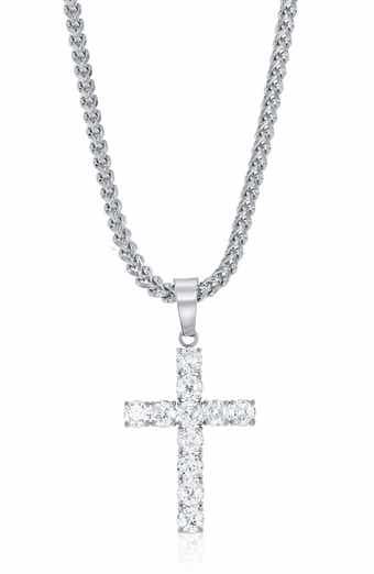 Men's Cubic Zirconia Cross Pendant Necklace
