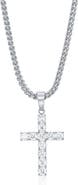 BLACKJACK Men's Cubic Zirconia Cross Pendant Necklace