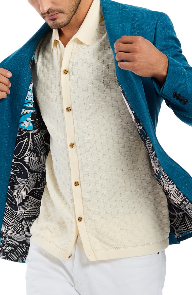 Robert Graham Fallon Solid Blue Slub Wool Blend Sport Coat, Alternate, color, Blue