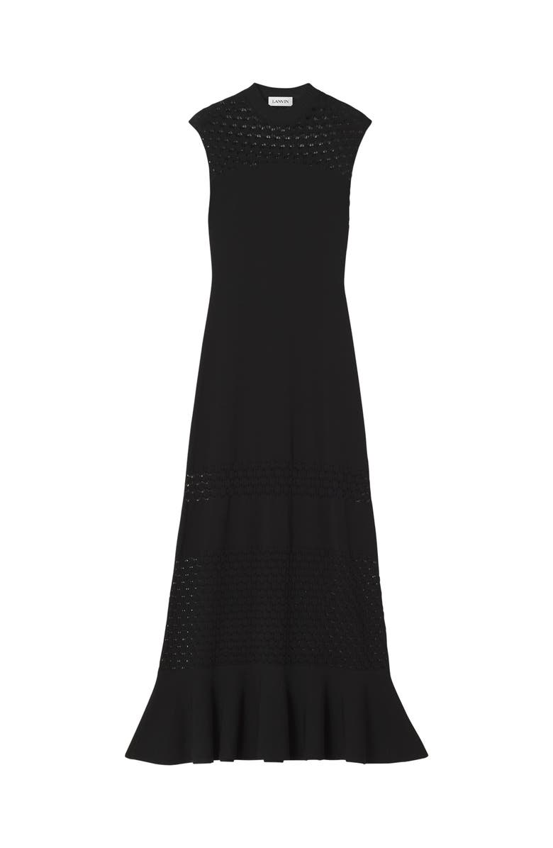 Lanvin Lace Detail Dress In Viscose, Main, color, Black