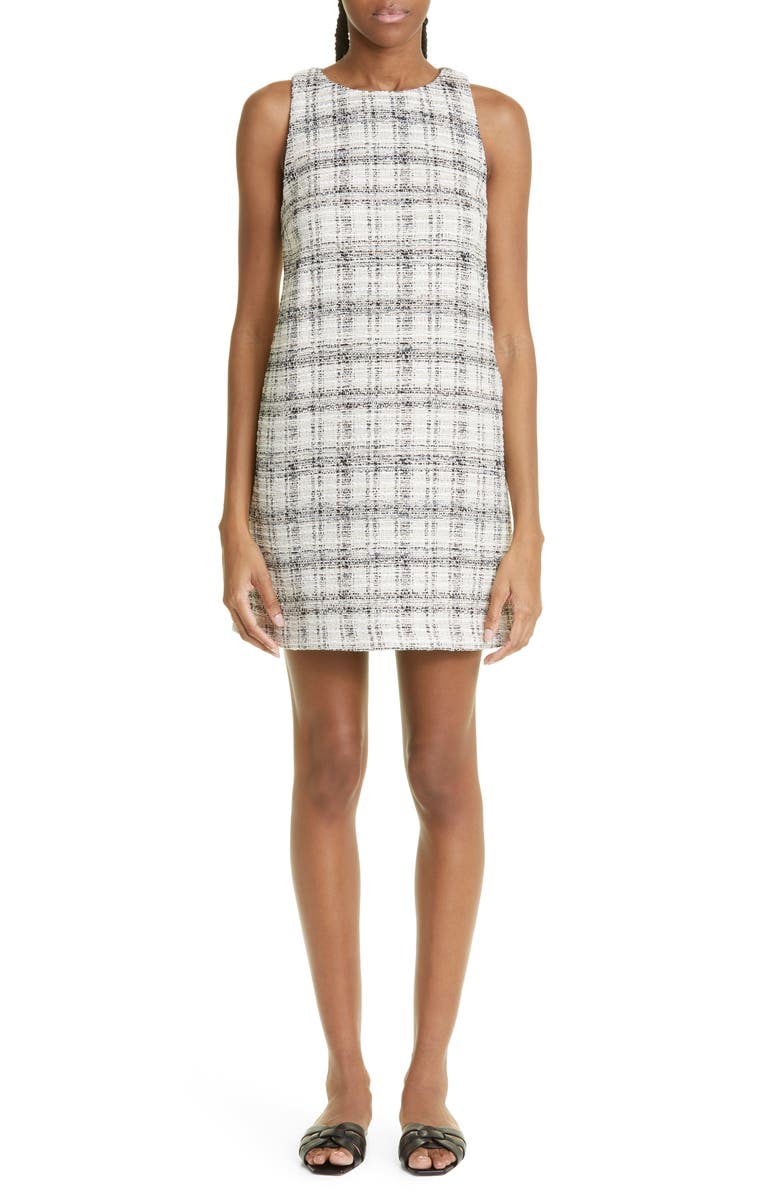 Lisa Marie Fernandez Sleeveless Cotton Blend Tweed Shift Dress, Main, color, 