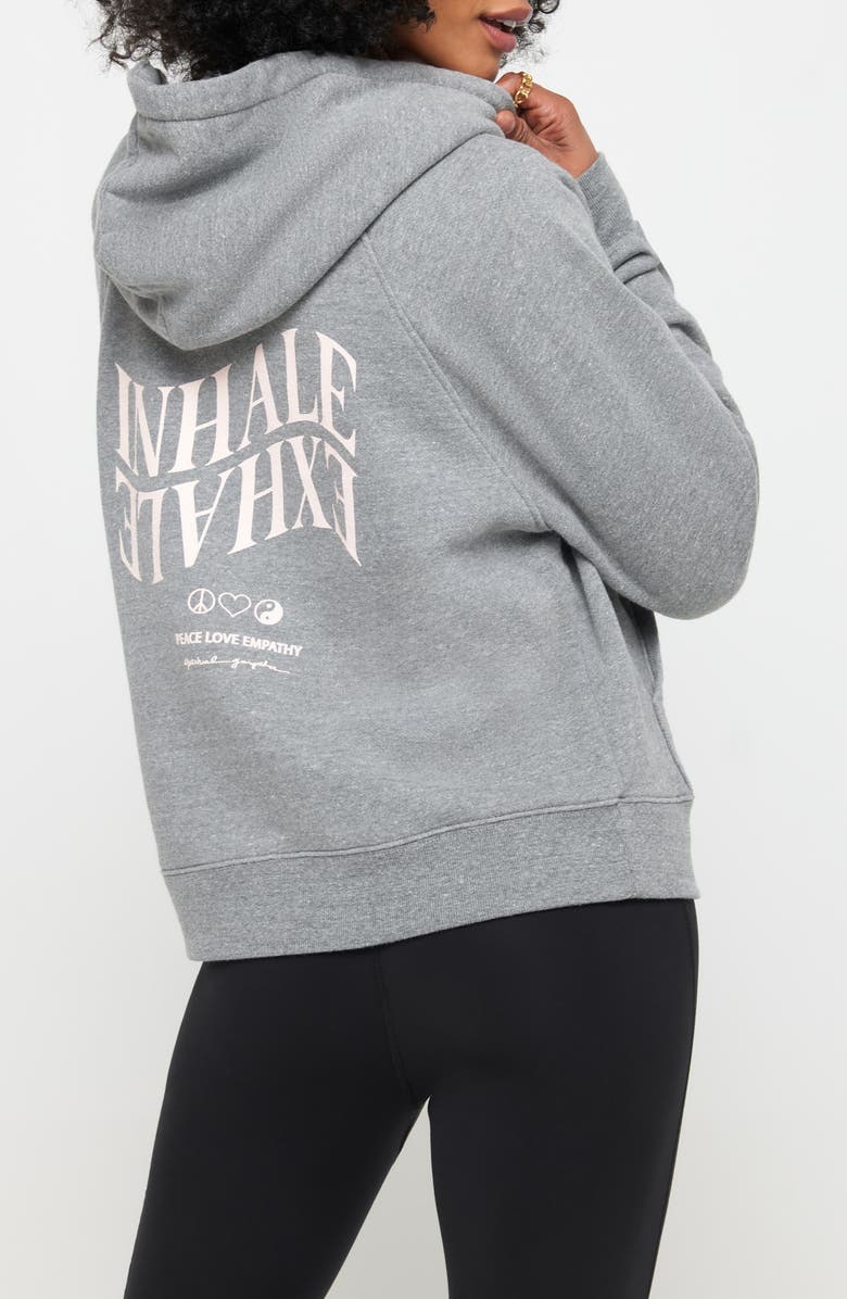 Spiritual Gangster Inhale Exhale Everyday Cotton Blend Graphic Zip-Up Hoodie, Alternate, color, 