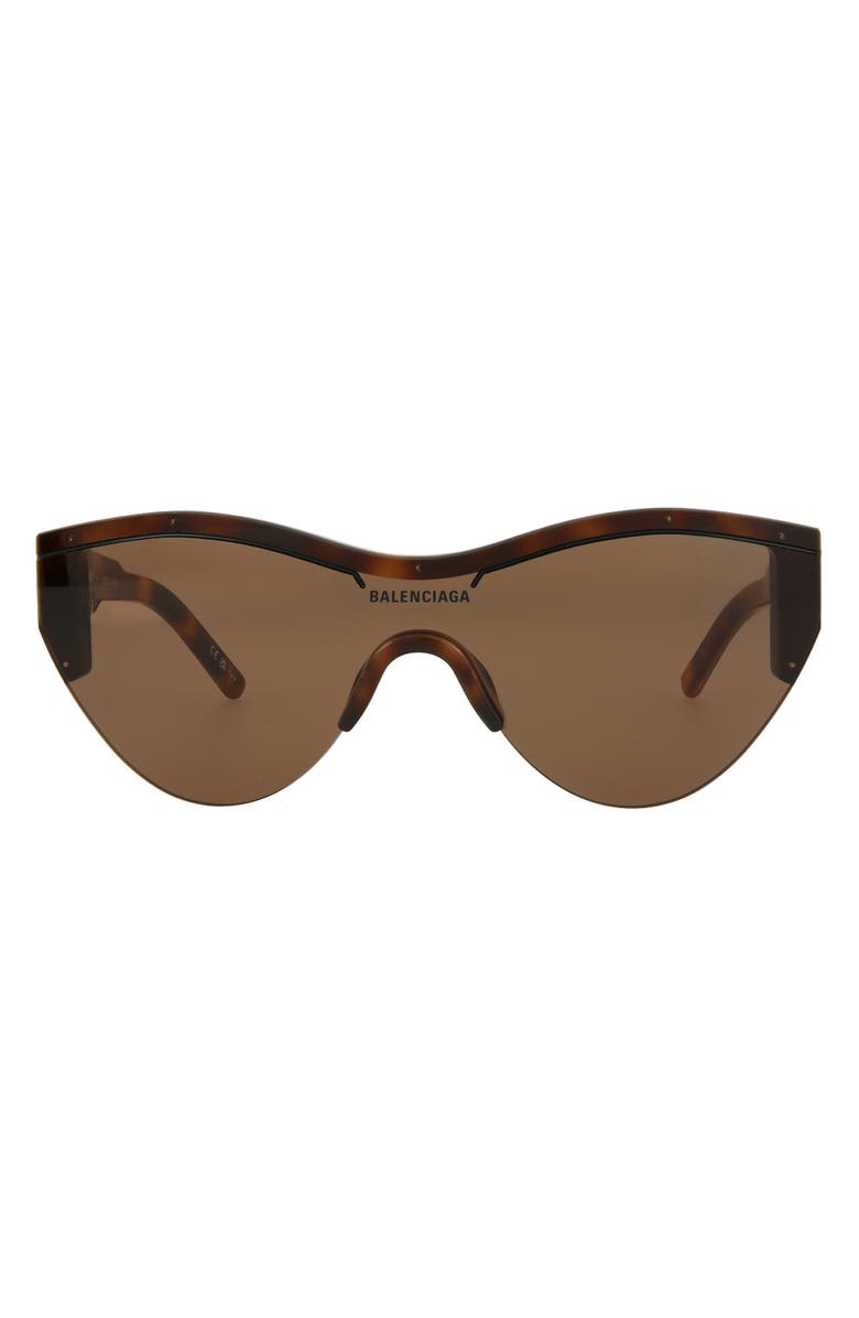Balenciaga 99mm Shield Sunglasses, Main, color, Havana Havana Brown