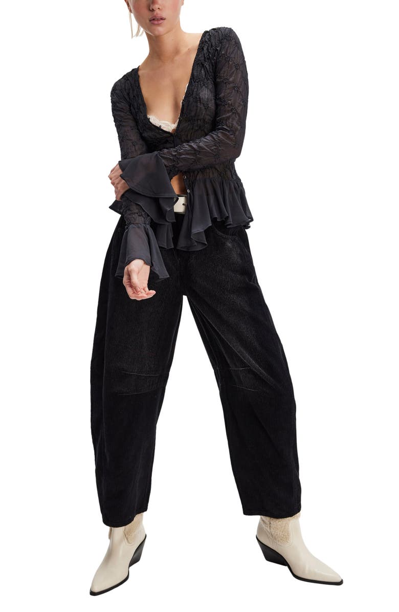 Elias Smocked Long Sleeve Button-Up Top