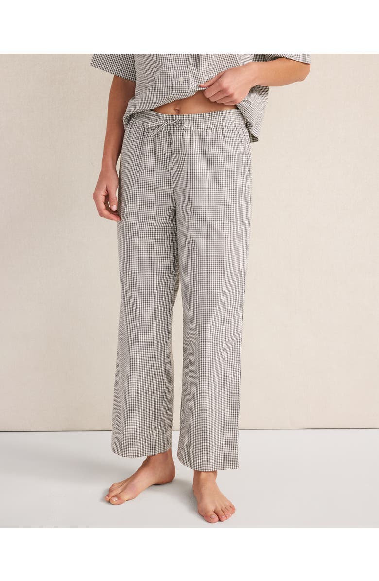 Haven Well Within Organic Cotton Poplin Gingham Pajama Pants, Main, color, Ivory/Cypress Gingham