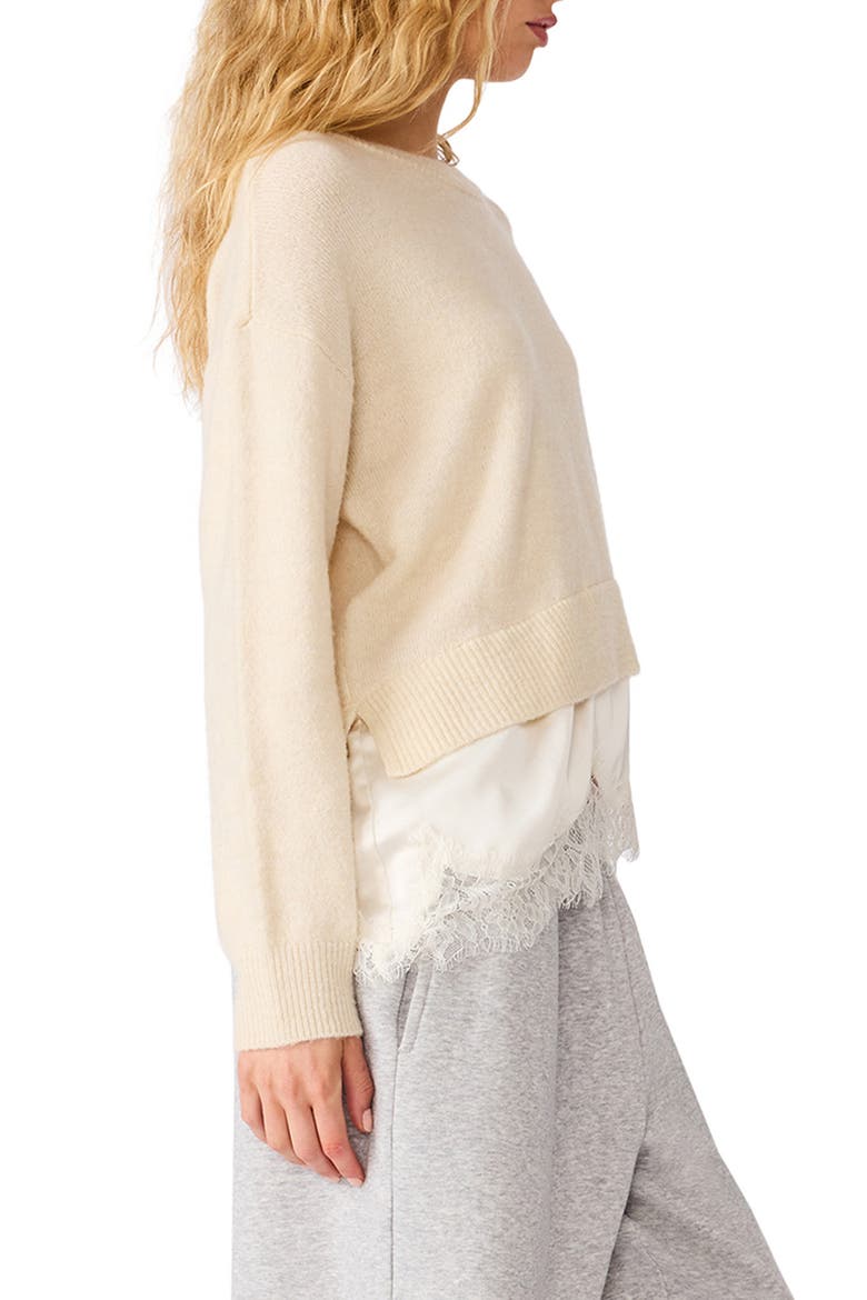 Aries Lace Hem Sweater, Alternate, color, CREAM