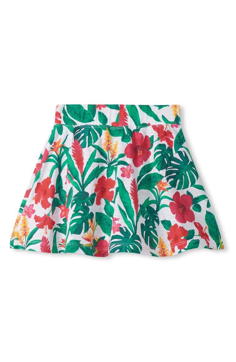 Hatley Kids' Tropical Floral Print Cotton Skort, Alternate, color, White