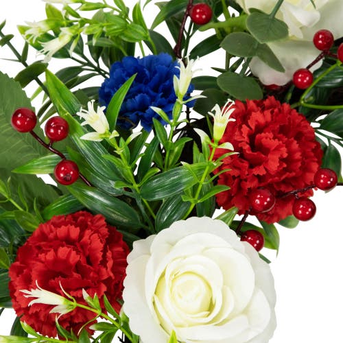 Northlight Carnation And Rose Artificial Americana Wreath In Red