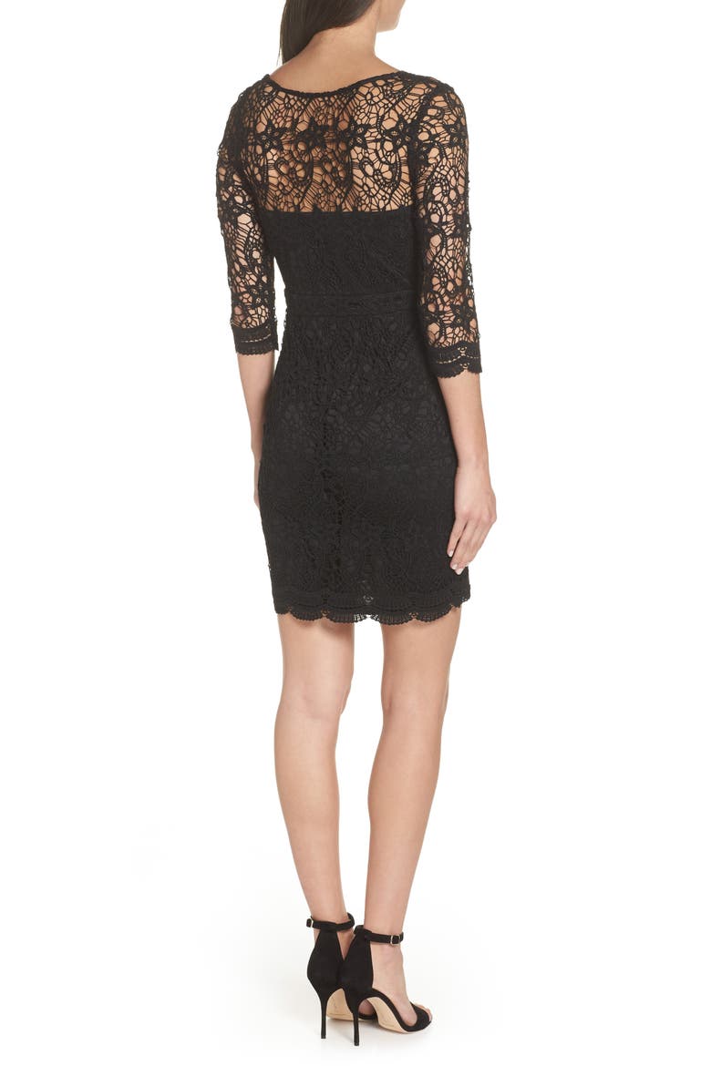 Lace Cocktail Dress, Alternate, color, BLACK