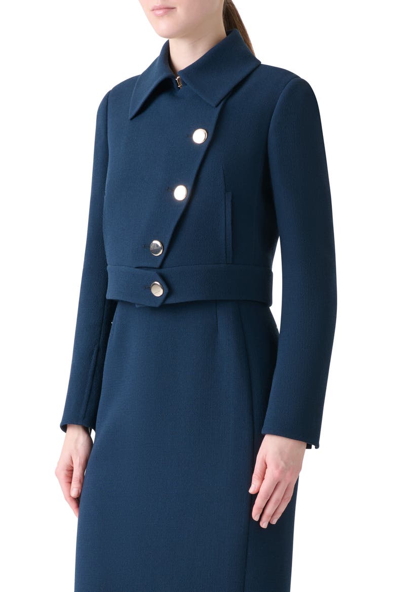 Dana Double Face Wool Crepe Crop Jacket, Alternate, color, DENIM BLUE