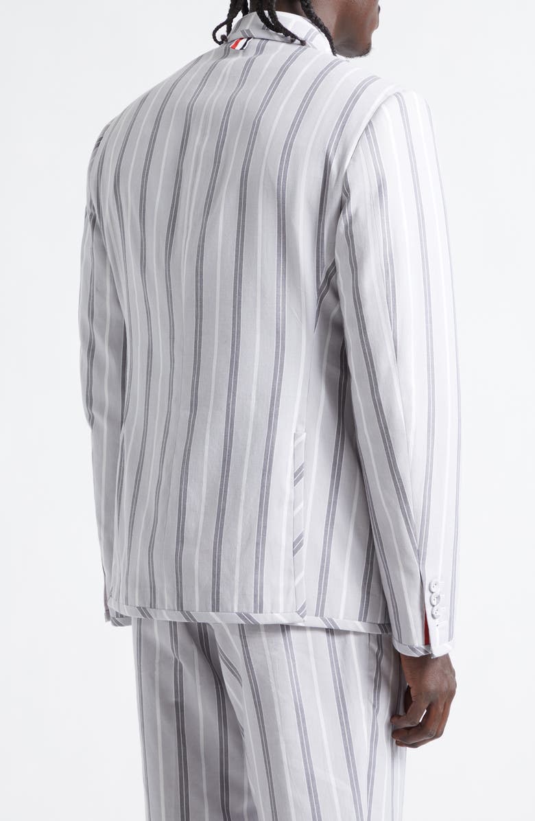Thom Browne Madras Repp Stripe Cotton Sport Coat, Alternate, color, Medium Grey