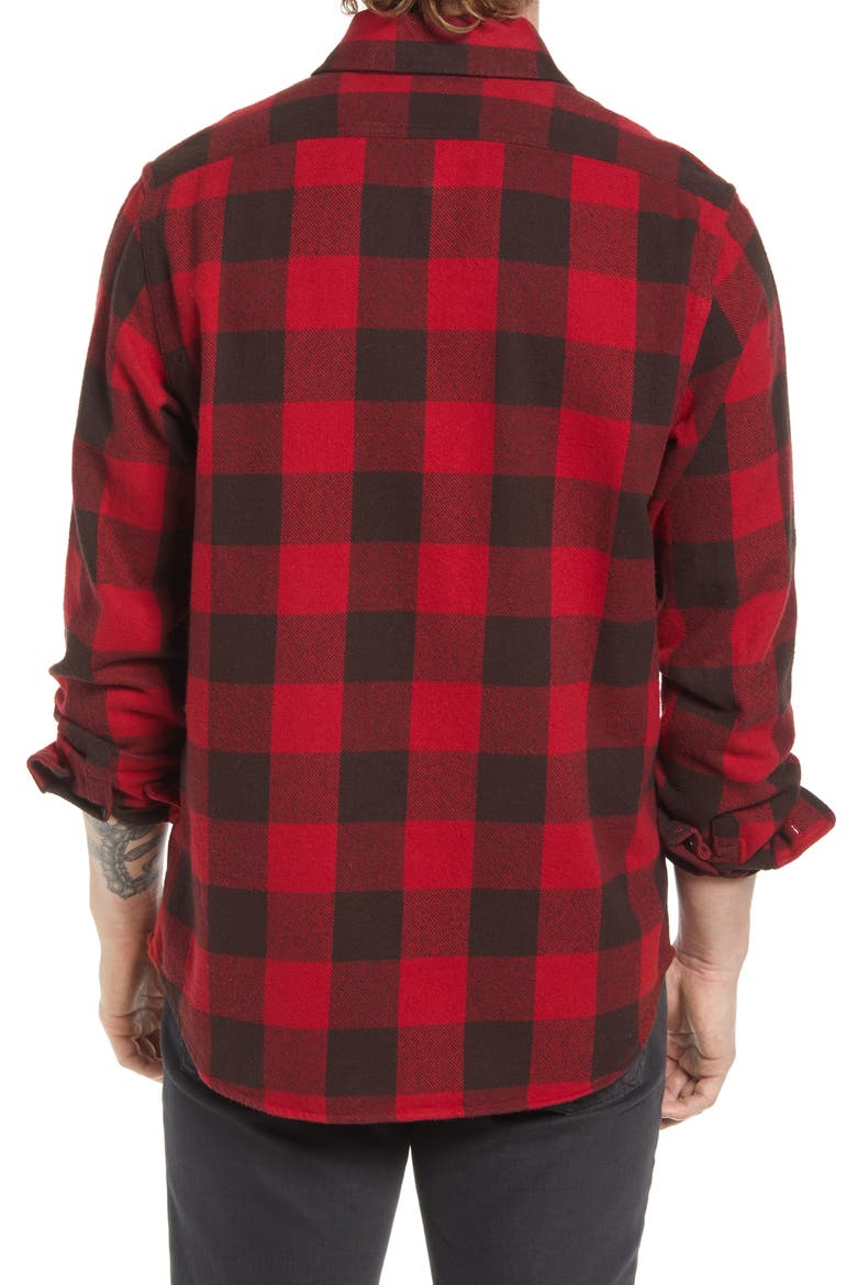 Buffalo Check Flannel Long Sleeve Button-Up Shirt, Alternate, color, RED