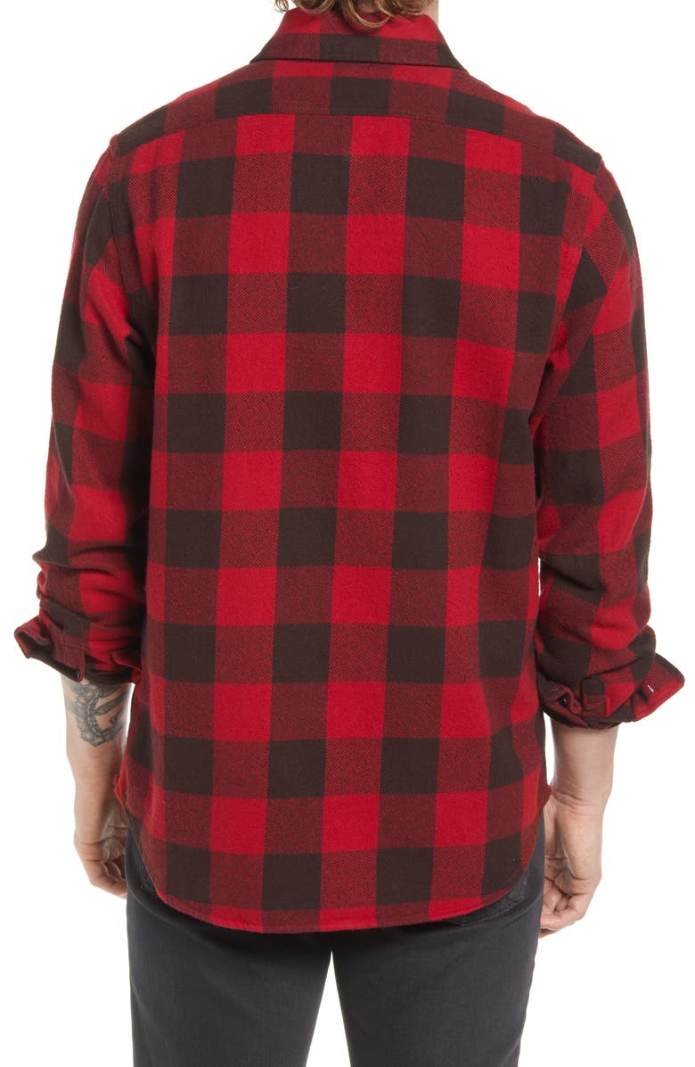 Schott NYC Buffalo Check Flannel Long Sleeve Button-Up Shirt, Alternate, color, Red