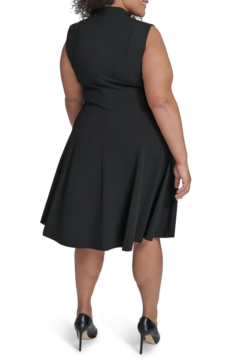 Calvin Klein Logo Zip Scuba Crepe Dress, Alternate, color, Black