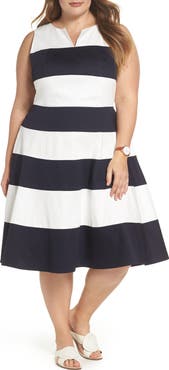 1901 Stripe Fit & Flare Dress