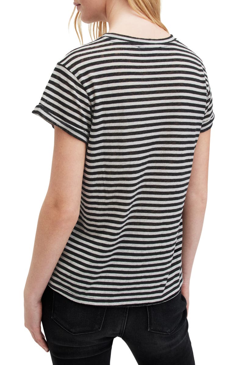 AllSaints Anna Stripe Cotton Blend T-Shirt, Alternate, color, 