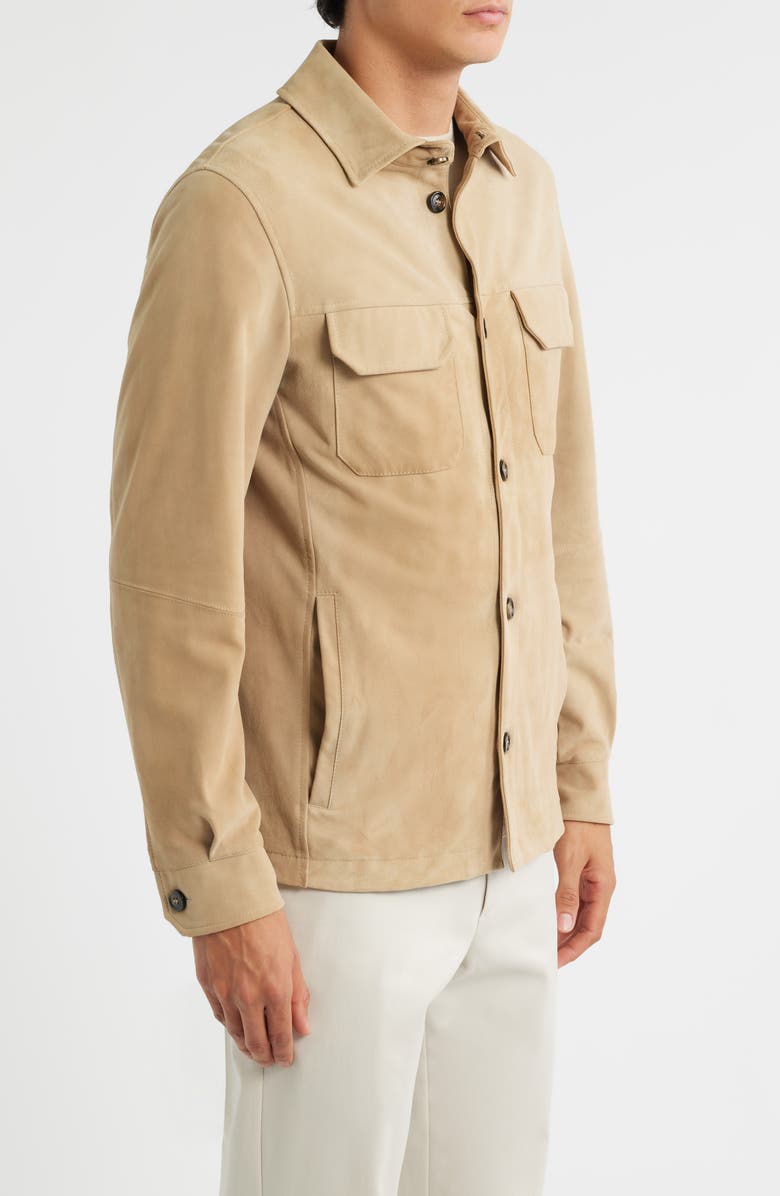 Aurélien Suede Overshirt, Alternate, color, Light Beige