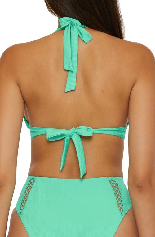 Becca Womens Modern Edge Bikini Top High Waist Bottoms In Aqua Sea