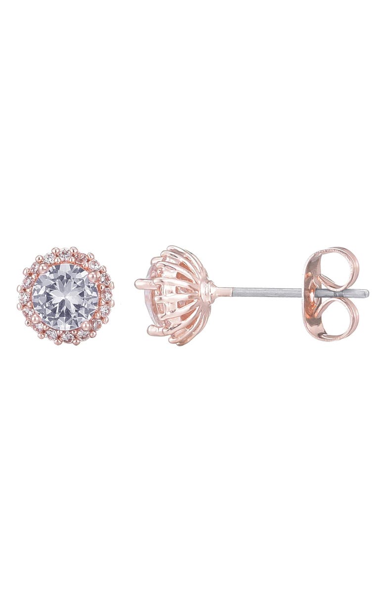 Adornia Cubic Zirconia Halo Stud Earrings, Alternate, color, Pink