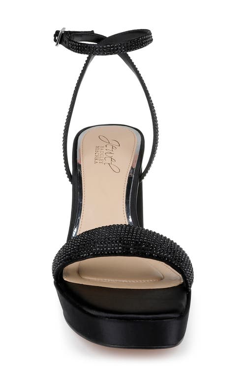 Jewel Badgley Mischka Teddi Womens Embellished Textured Block Heels In Black Satin