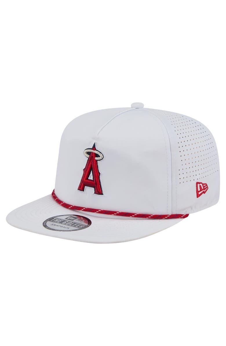 New Era Men's New Era White Los Angeles Angels Perforated Golfer Snapback Hat, Alternate, color, White