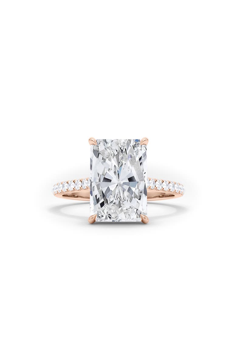 HauteCarat Radiant Cut Pavé Lab Created Diamond Ring, Main, color, 2.00 Ctw 18K Rose Gold