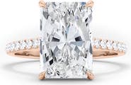 HauteCarat Radiant Cut Pavé Lab Created Diamond Ring