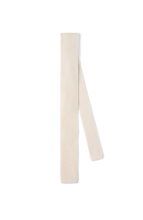 Brunello Cucinelli Knitted Silk Tie In White