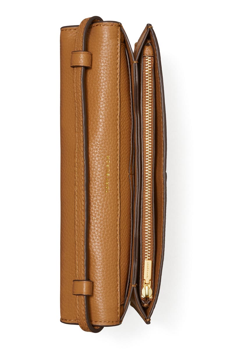 Tory Burch McGraw Leather Wallet Crossbody, Alternate, color, Tiramisu