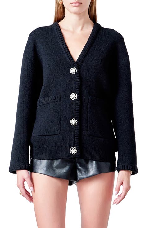 Floral Button V-Neck Cardigan