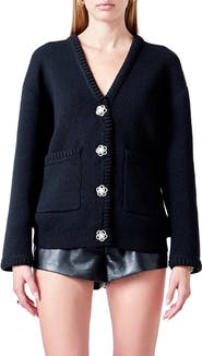 Endless Rose Floral Button V-Neck Cardigan