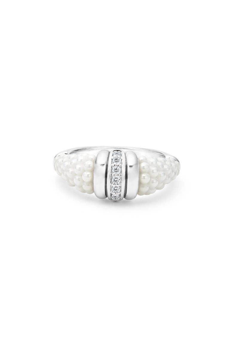 White Caviar Diamond Stacking Ring, Alternate, color, SILVER/ DIAMOND