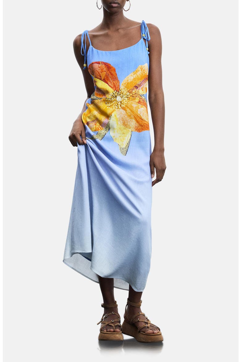 Tie Strap Maxi Dress, Main, color, LIGHT BLUE