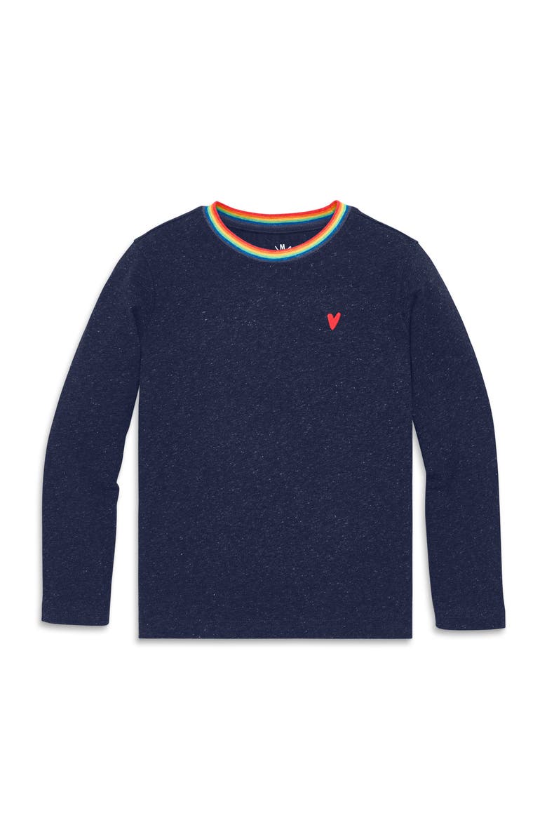 Primary Kids Long Sleeve Heathered Embroidered Heart Tee, Alternate, color,