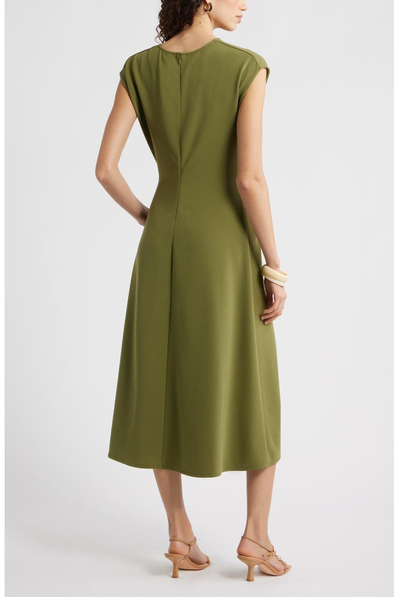 Side Ruched Knit Midi Dress, Alternate, color, OLIVE CAPULET