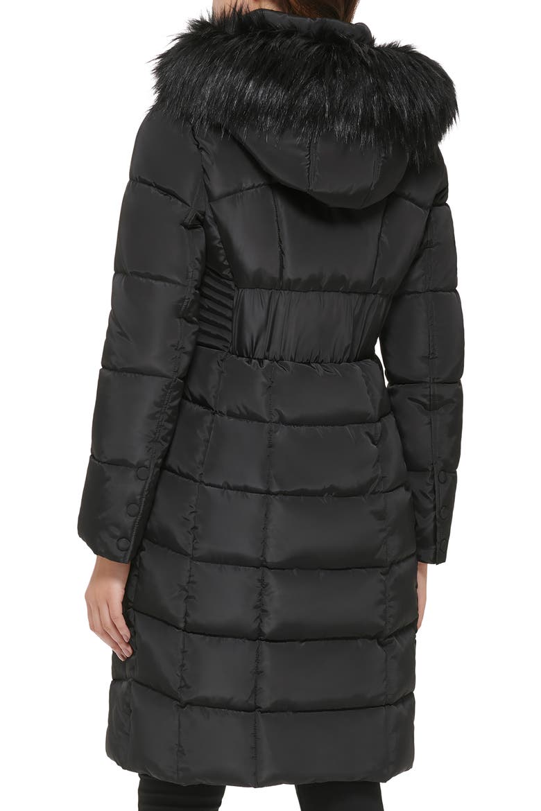 Memory Faux Fur Trim Hooded Puffer Coat, Alternate, color, BLACK