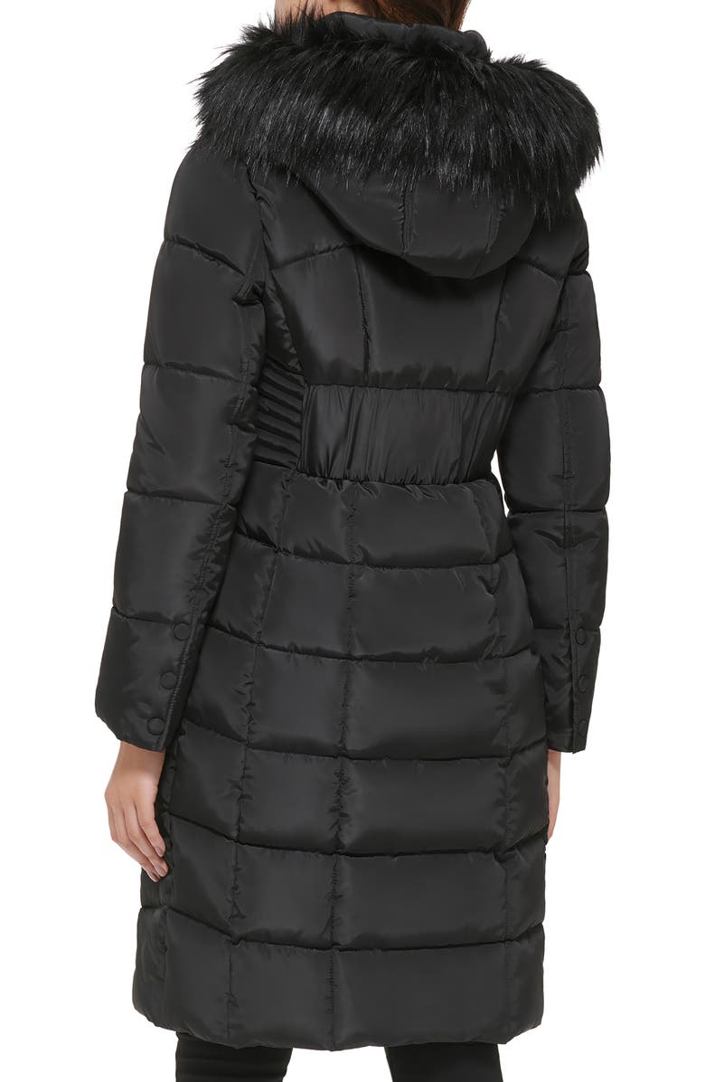 Kenneth Cole New York Memory Faux Fur Trim Hooded Puffer Coat, Alternate, color,