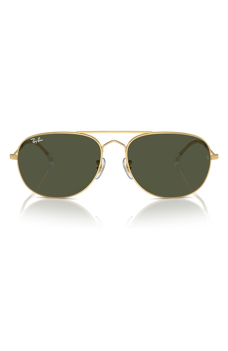 Ray-Ban Bain Bridge 57mm Pillow Aviator Sunglasses, Main, color, Gold Flash