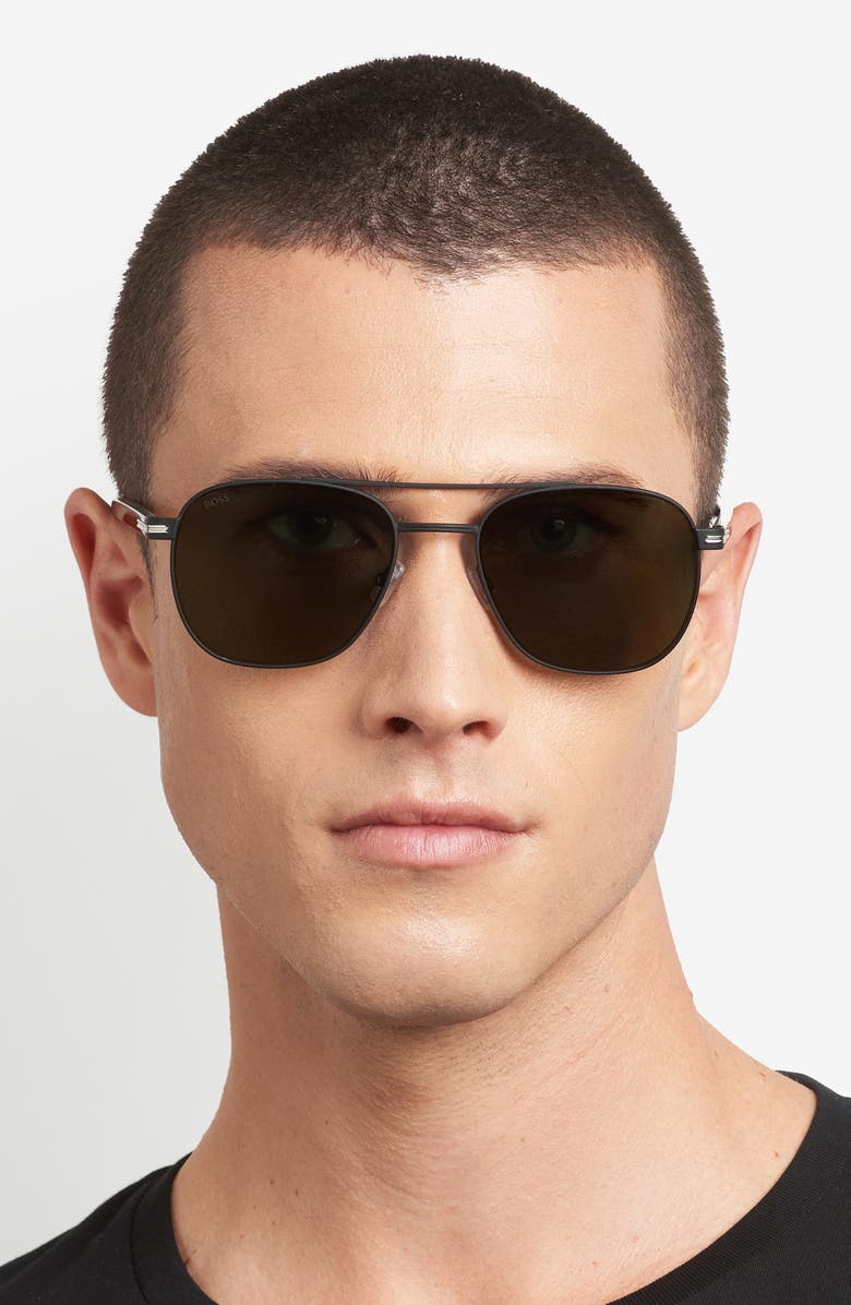 BOSS 56mm Rectangular Sunglasses, Alternate, color, 