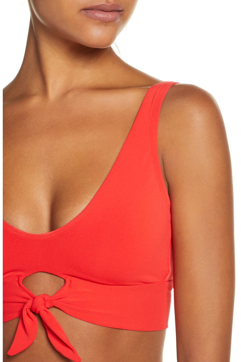 Ava Knot Front Bikini Top, Alternate, color, FIERY RED