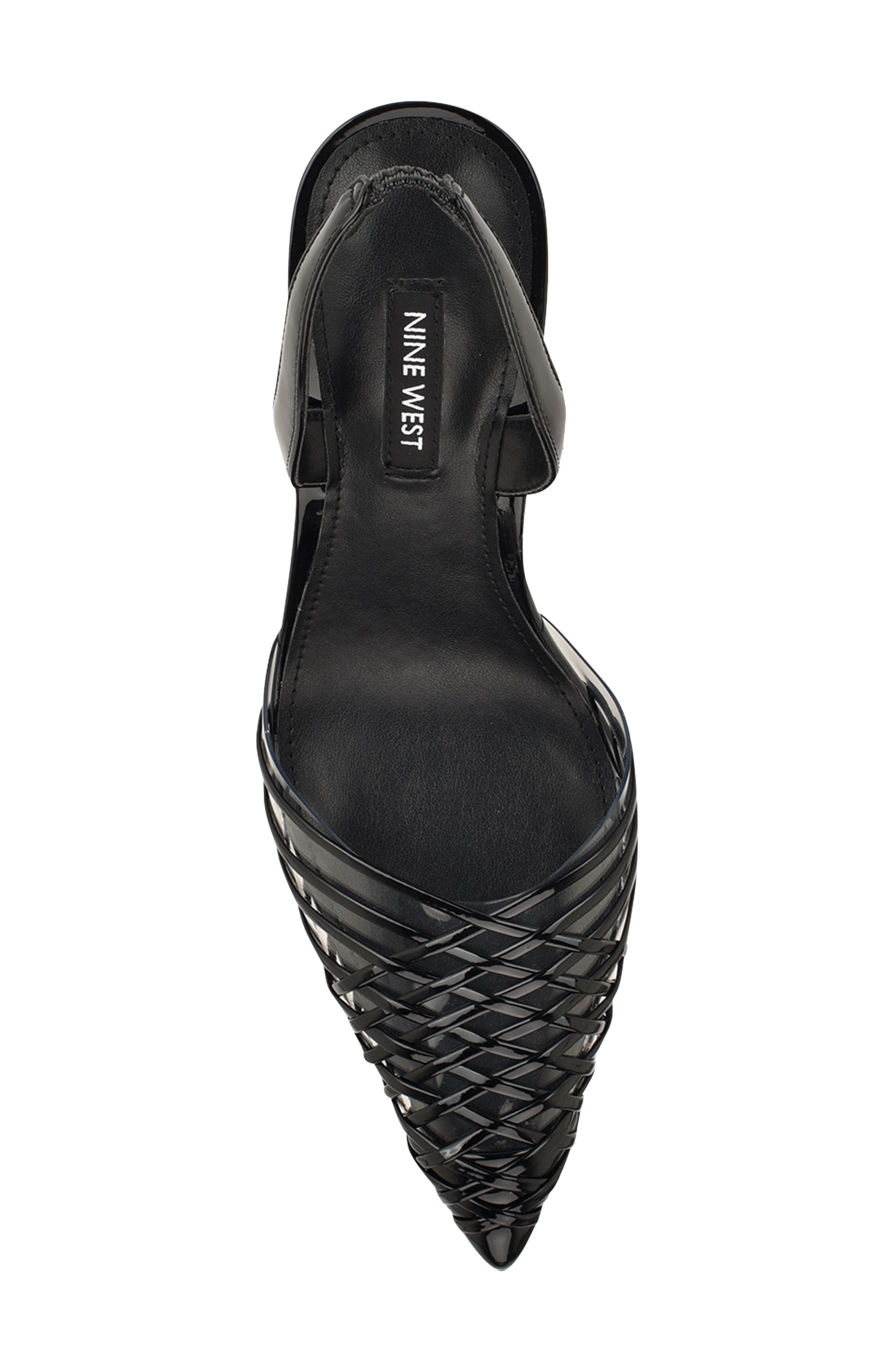 Nine West Pemma Slingback Pointed Cap Toe Pump, Alternate, color, Black