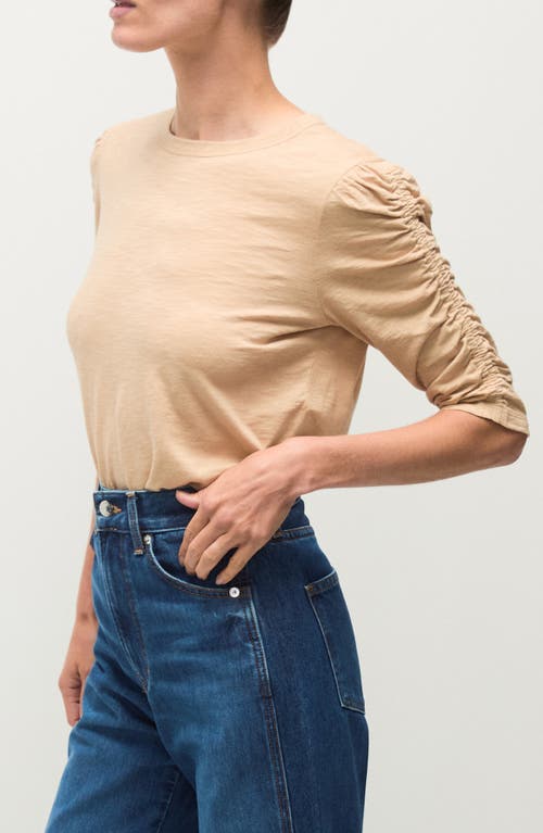 Veronica Beard Waldorf Long Sleeve Cotton T-shirt In Stone Khaki