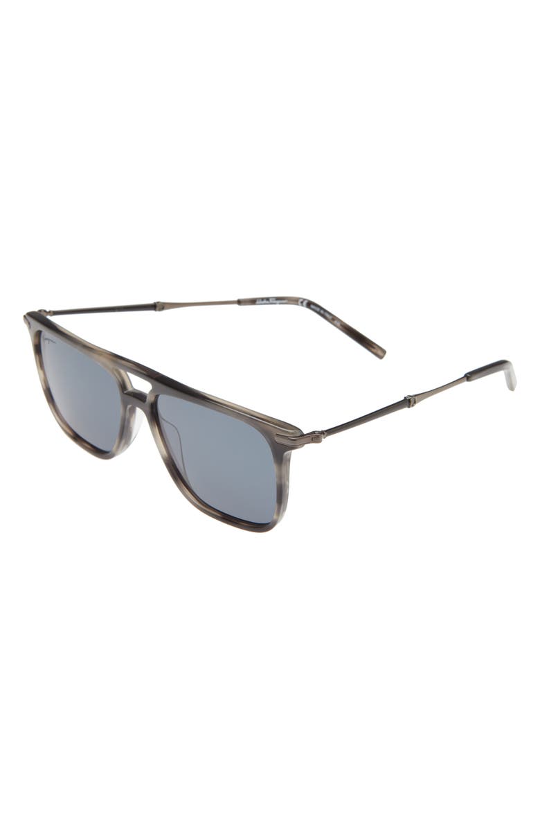 FERRAGAMO Salvatore Ferragamo 57mm Square Sunglasses, Alternate, color, Striped Grey