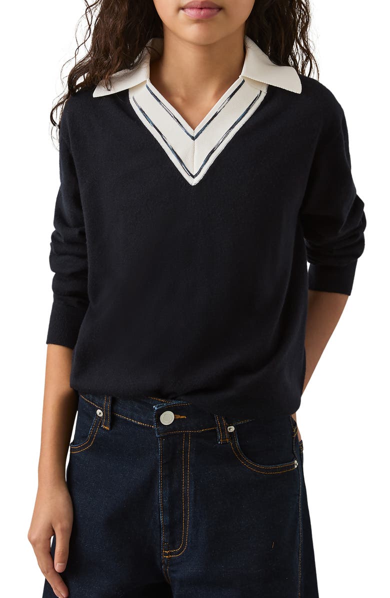 Reiss Kids' Neena Sr. Wool Johnny Collar Sweater, Alternate, color, 