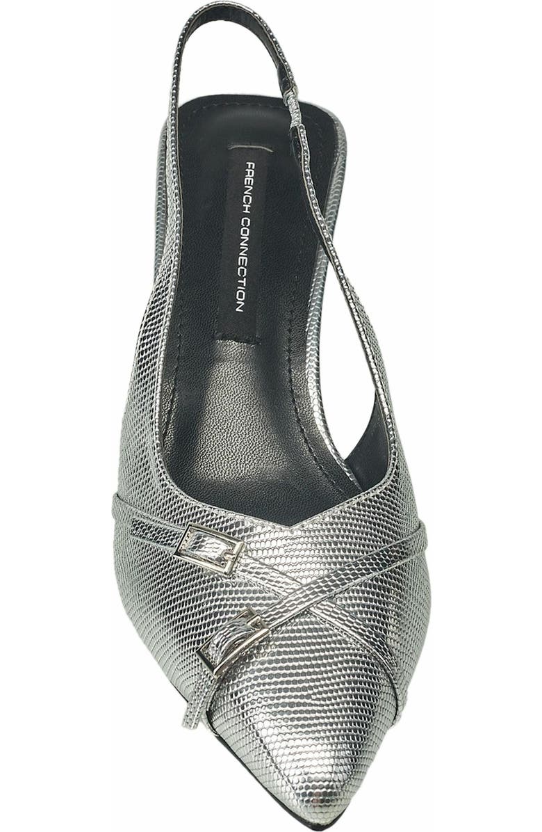 French Connection Buckles Slingback Kitten Heel, Alternate, color, Silver