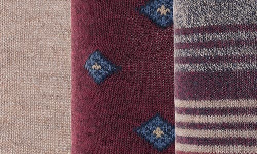 Original Penguin Marled Stripe Assorted 3-pack Crew Socks In Brown