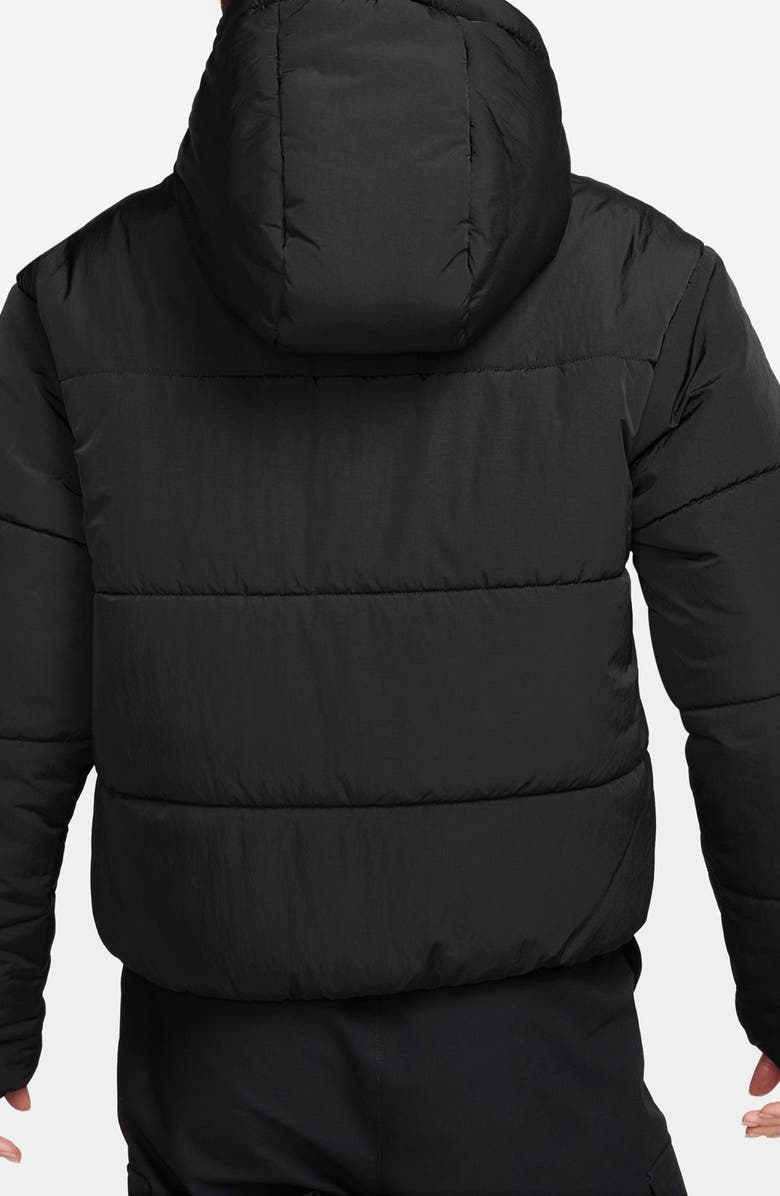 Nike Sportswear Therma-FIT Water Resistant Hooded Puffer Jacket, Alternate, color, Black/ White